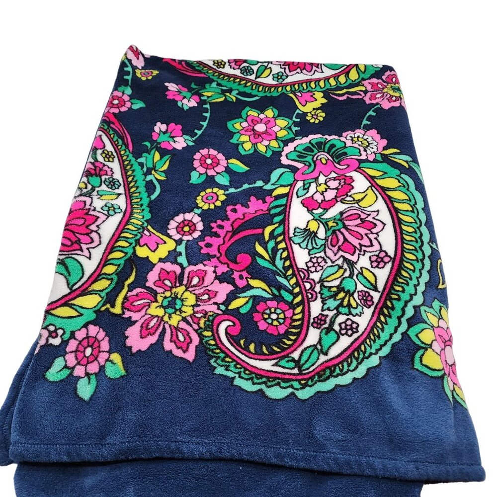 VERA BRADLEY HEATHER PAISLEY FLEECE PURPLE THROW BLANKET RETIRED PATTERN 85X50”